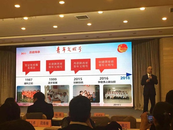 张正良在全国青年文明号答辩现场