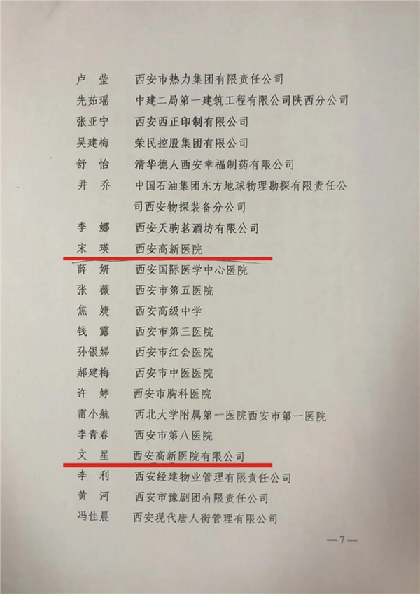 西安国际医学高新医院宋瑛 文星获 “西安市五一巾帼标兵”